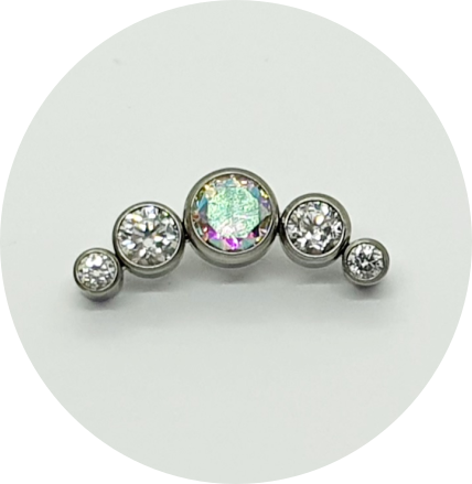 Labret Cluster Zircônia Furta-cor e Branca 5P