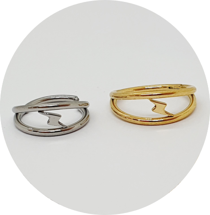 Segmento Articulado Duplo com Raio Central - Natural e PVD Gold