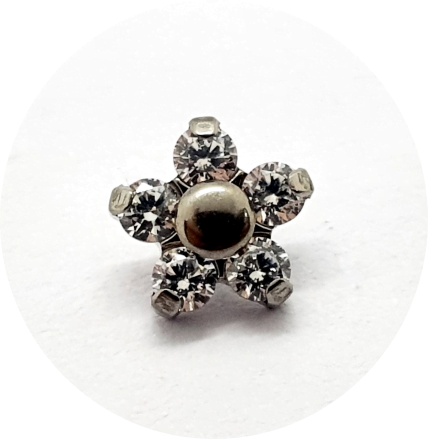 Labret Flor de Zircônia com Chapa Central