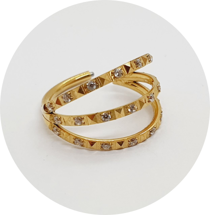 Segmento Articulado Triplo Zircônias cravejadas PVD Gold