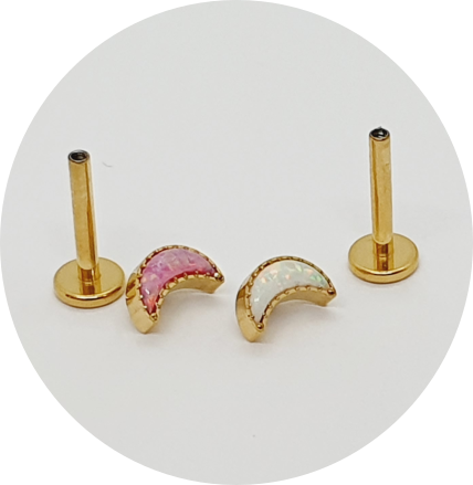 Labret Mini Lua Opala PVD Gold - Rosa ou Branca