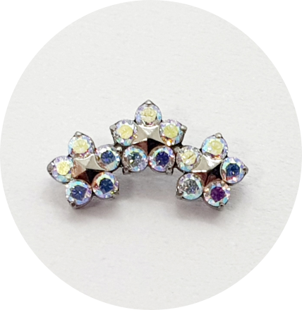 Labret Cluster Flor Zircônia Rosa ou Furta-cor