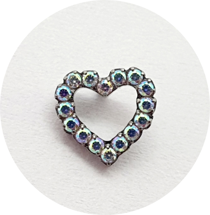 Labret Coração Vazado Zircônia - Várias Cores