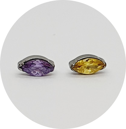 Labret Micro navete Zircônia - Lilás Escuro ou Amarelo