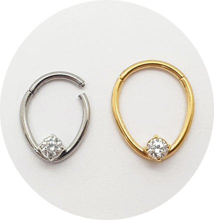 Segmento Oval com Zircônia - Natural e PVD Gold