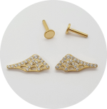 Labret Teia de Aranha zircônias cravejadas PVD Gold - Imagem 2