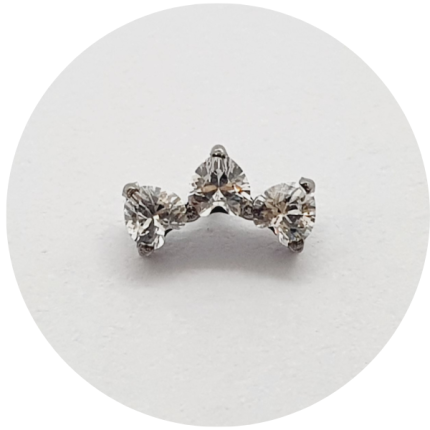 Labret Mini Cluster Coração de Zircônia 3P