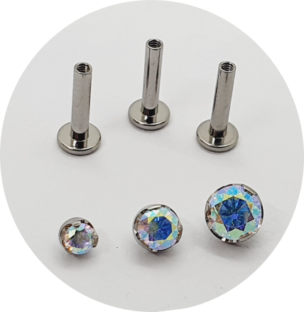 Labret Zircônia Furta-cor Prongset 3 garras M2