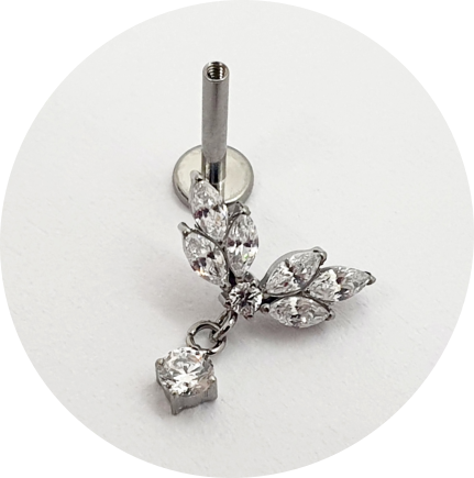 Labret Zircônia Navetes com pingente 7P