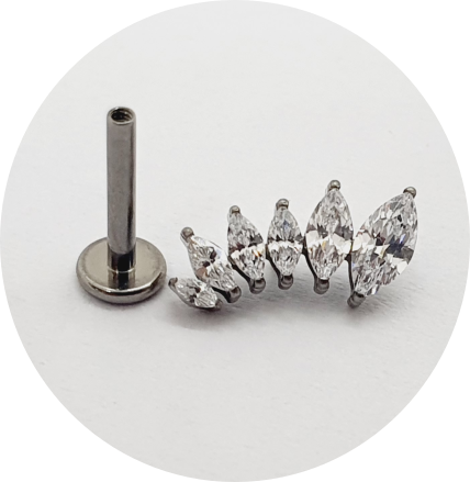 Labret Cluster navetes em escala de Zircônia 6P
