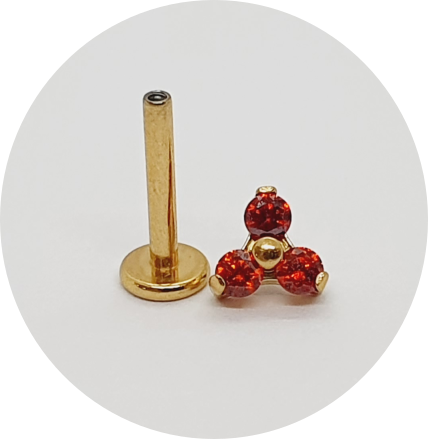 Labret Trinity Zircônia Vermelha