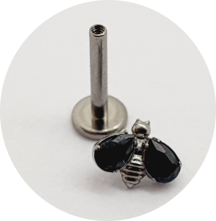 Labret Mini Abelha Zircônia Black