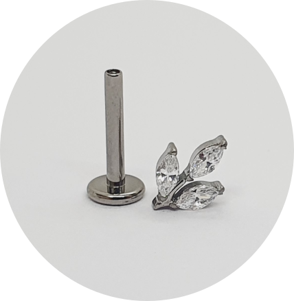 Labret Folhas de zircônia Navete 3P