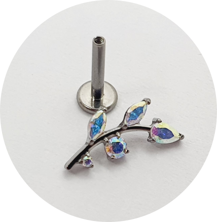 Labret Galho de zircônias Furta-cor