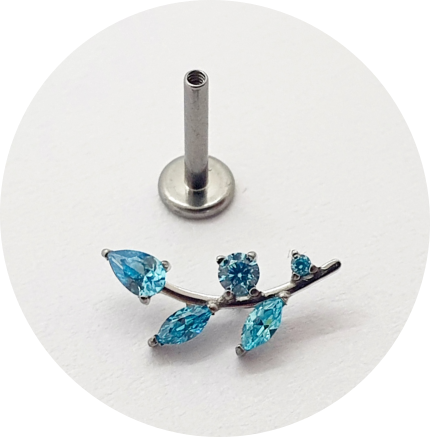 Labret Galho de zircônias Azul