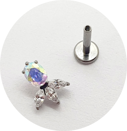 Labret Zircônia Furta cor com Navetes em Zircônia