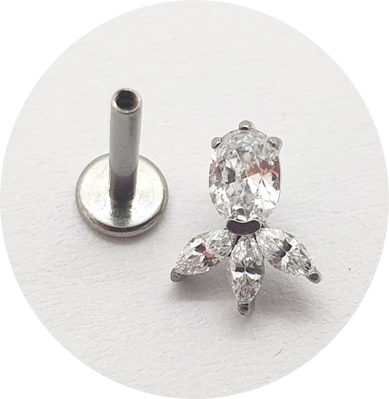Labret Zircônia com navetes 3P M2