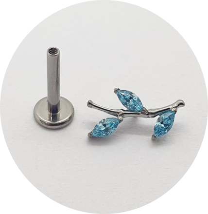 Labret Ramo de zircônia Azul M2