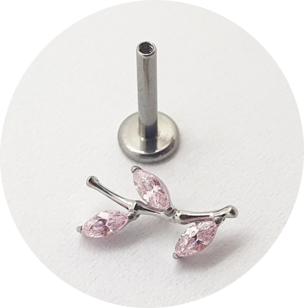 Labret Ramo de zircônia Rosa M2