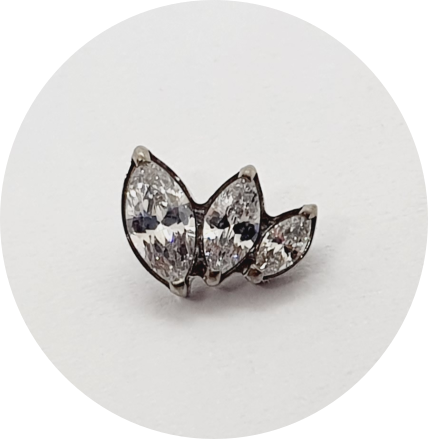 Labret Navete Zircônia 3P Crescente