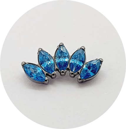 Labret Mini Navetes Zircônia Aqua