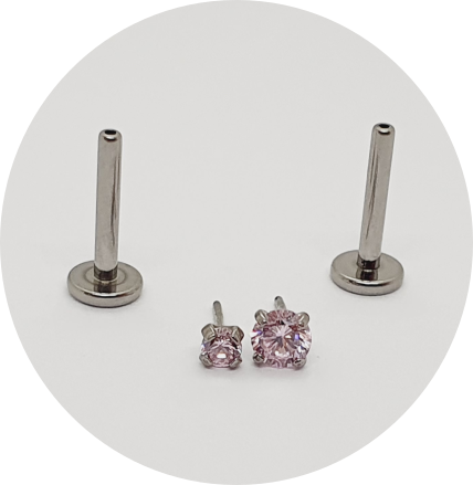 Labret Zircônia Rosa Prongset Push Pin
