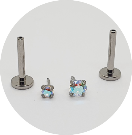 Labret Zircônia Furta-cor Prongset Push Pin