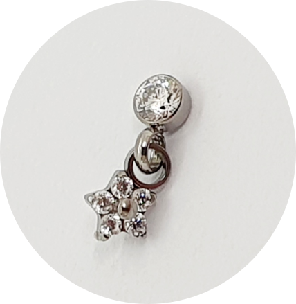 Labret Zircônia Mini Flor com Pingente Flat