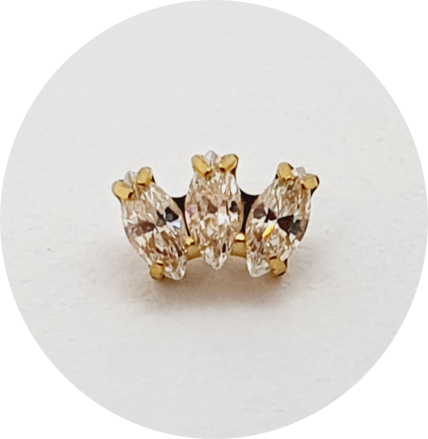 Labret Micro Navete Zircônia Prongset PVD Gold M2 - haste de titânio natural