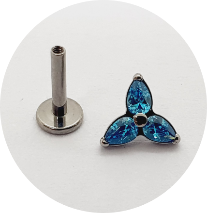 Labret Trinity Zircônia Azul Gota
