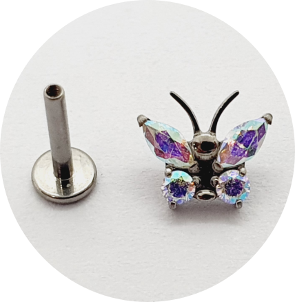 Labret Mini Borboleta Zircônia Furta-cor
