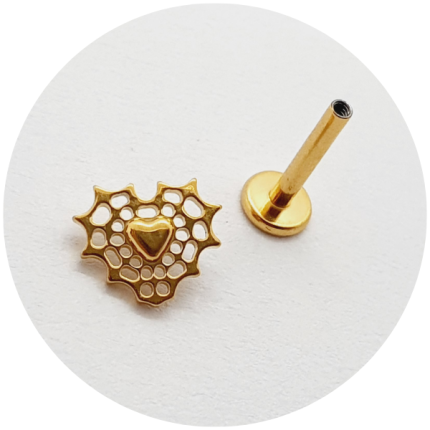 Labret Coração de teia de aranha PVD Gold