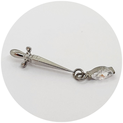 Labret Adaga com pingente de zircônia