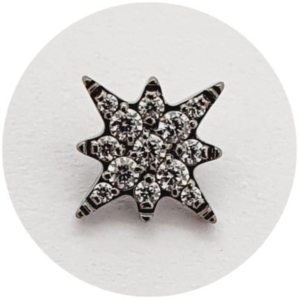 Labret Estrela 8 pontas Zircônias cravejadas