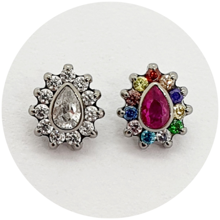 Labret Gota Zircônia Ornamental Branca