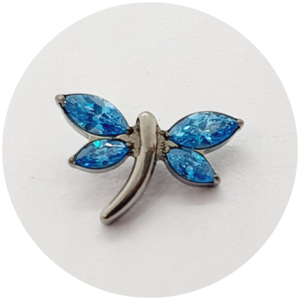 Labret Borboleta zircônia azul M3