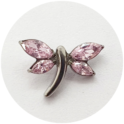 Labret Borboleta zircônia rosa M3