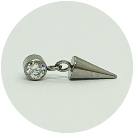 Labret Zircônia Flat com pingente Spike