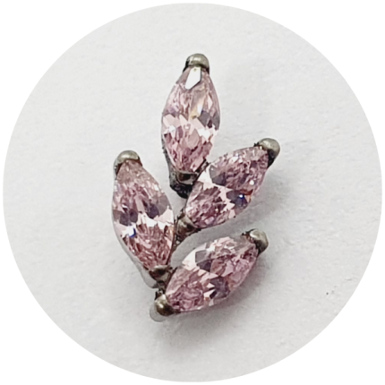 Labret Folhas Navete Zircônia rosa 4P