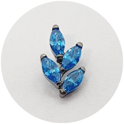 Labret Folhas Navete Zircônia Azul 4P