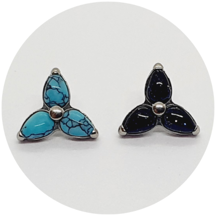 Labret Trinity Navete - Turquesa ou Onix- Pedras Naturais