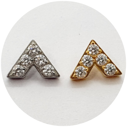 Labret Bumerangue Zircônia Cravejadas M2 - Natural e PVD Gold