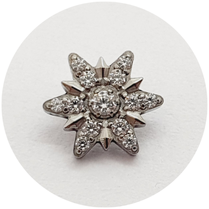 Labret Flor 6 pétalas zircônias cravejadas