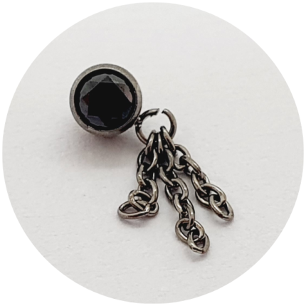 Labret Zircônia Black Flat com 3 correntes