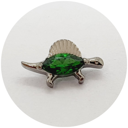 Labret Dinossauro Zircônia esmeralda