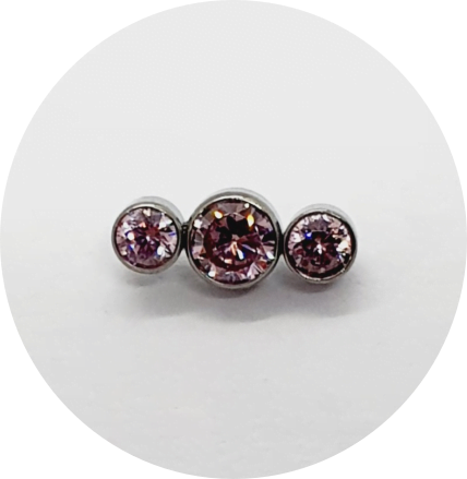 Labret Cristal Rosa 3P