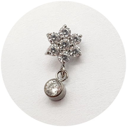 Labret Flor de zircônia com pingente
