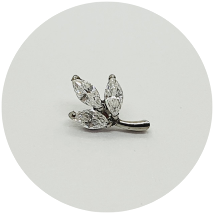 Labret Tulipa de navete em zircônia 3P