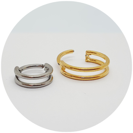 Segmento Articulado Duas voltas Liso - Natural e PVD Gold
