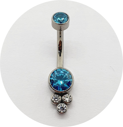 Banana Bell Zircônia Branca e Azul 4P